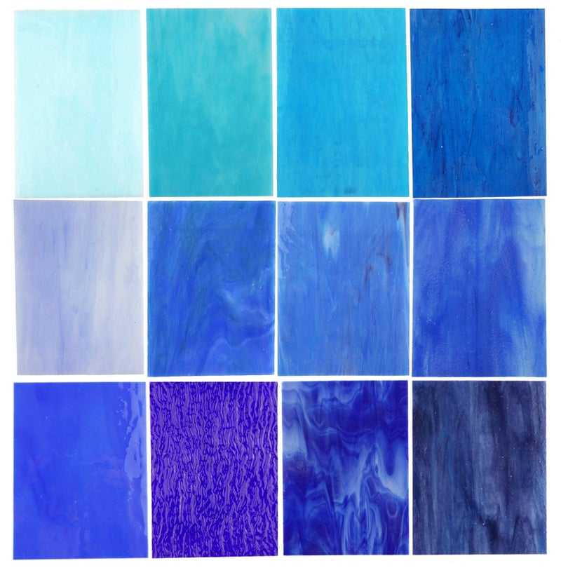 Lanyaniï¼ˆ10 Sheetsï¼‰Blue Variety Stained Glass Sheets 4 x 6 inch Opal Art Glass Pack Tiffany Glass, Mixed Textures - Image 1